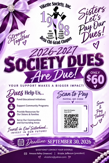 Vikette Society 2026–2027 Society Dues flyer — only $60, deadline September 30, 2026